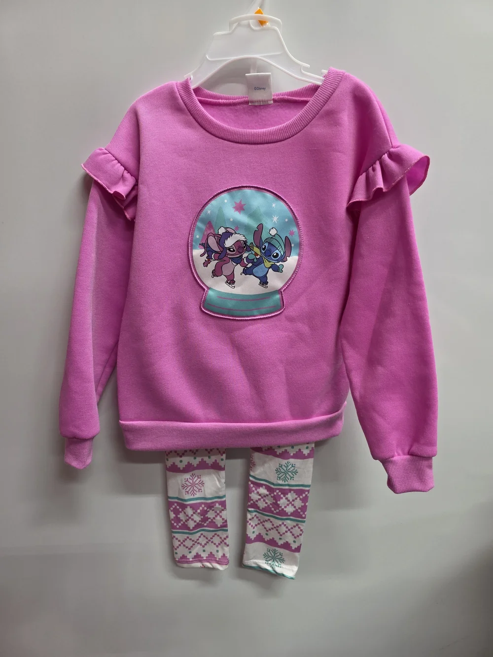 Girls Pink Character Snow Globe Sweatshirt & Leggings Matching Set